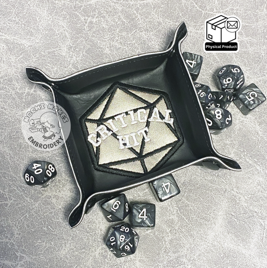 Critical Hit D20 Dungeons Dragons Embroidered Dice Tray Critical Role Play Board Game Cosplay RPG TTRPG DND Applique
