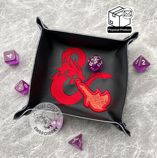 Dungeons Dragons Embroidered Dice Tray D20 DND Critical Role Play Board Game Cosplay Geek Nerd RPG Fantasy Medieval Magic Wizard Applique